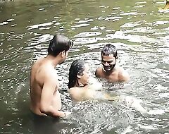 DIRTY BIG BOOBS BHABI BATH IN POND WITH  Enticing DEBORJI (OUTDOOR)