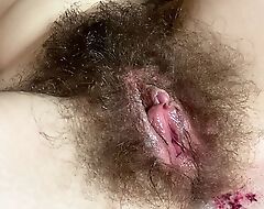 Double dripping wet orgasm hairy pussy big clit  60 fps hd closeup
