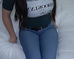 tremendous ass be incumbent on my friend's day with tight jeans. real orgasm and creampie. She left my semen inside her pussy