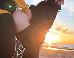 sunset sex at transmitted to beach in yoga leggings - projectsexdiary