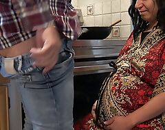 Pregnant stepmother cheating prevalent stepson while husband is at work