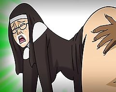 A nun takes Big black cock in every hole