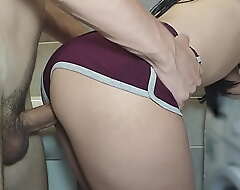 Fast sex with stepsister in the toilet. I adulate her big jam-packed with tight shorts