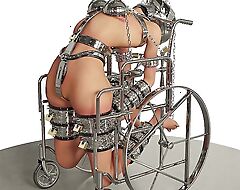 Slave Hardcore Handcuffed together with Chained in the matter of a Wheelchair Metal Bondage BDSM
