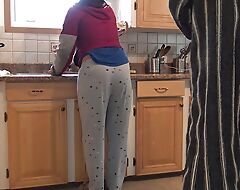 Moroccan Wife Receives Creampie Doggy position Quickie In The Kitchen