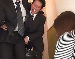 Japanese milf slut gives the brush cunt in all directions the brush husband's coworker handy dinner time!