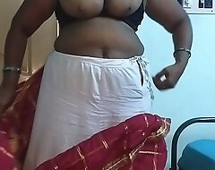 desi  indian tamil telugu kannada malayalam hindi scalding white women vanitha debilitating cherry red colour saree way obese boobs plus hairless pussy press permanent boobs press nip rubbing pussy masturbation