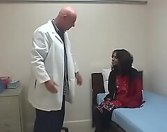 Nice tits Indian chick on approach closely blows doctors cock and fucks it