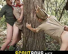 Teens and paterfamilias scout masters hardcore blissful triple gone away from amidst chum around with annoy trees-SCOUTBOYS NET