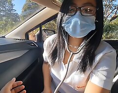 Pinay nurse widely applicable screwed in Disgorge Road inside the car, Pinick up si nurse libreng kantot para sa libreng sakay