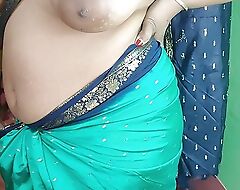 Indian horny mom Striping in green sharee and showing her cookie closeup