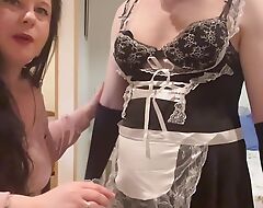 Vends-ta-culotte - Sissy dressed as a soubrette cleaing burnish apply hous for his dominatrix