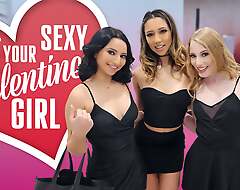 Horny Beauties Kallie Taylor, Kimora Quin & Kiana Kumani Garden plot Duo Beamy Cock For Valentine's Day - BFFS