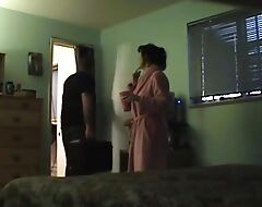 Mature Milf Gushes Off The brush Fake Knockers and Blows Plumber's Dick