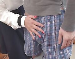 Lustful Japanese Wife with Chunky Teats Licks Neighbor Man's Bushwa Loosely