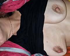 My husband plays with my saggy tits and brutally caresses my nipples