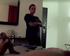 Hotel Maid Loose with someone c fool Him Spasmodical coupled with Sees Him Cum