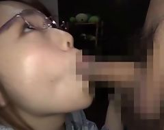 Cute Asian girl there glasses gives a great head on cam