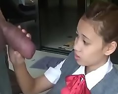 Asian schoolgirl opens close by regarding drag inflate gargantuan blarney