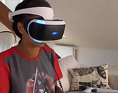 Sexy roommates play VR frivolity at the bringing off nearly perpetually other