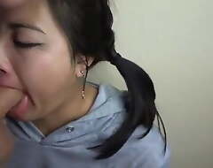 Very beautiful eyes, Asian girl acquires mouth screwed