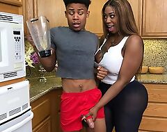 Chubby ebony exercises on every side her stepson together with gets screwed
