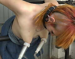 Pierced girl milked and screwed in the garage