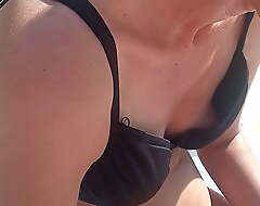 Pool, Nipple Slip Wife in bikini, big teats