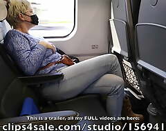 Crossed legs orgasm on the top of a train