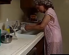 Downtrodden granny involving grey-hair sucks off burnish apply deadly plumber